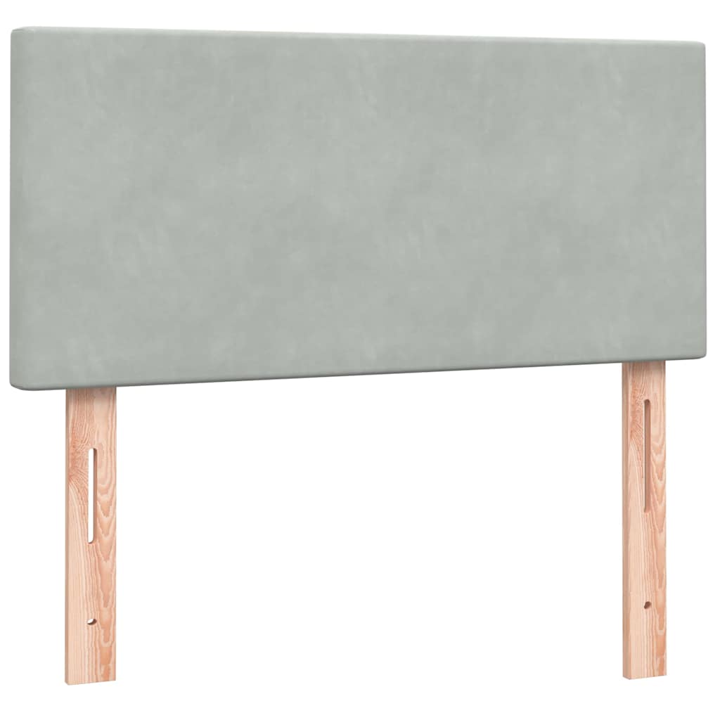 vidaXL Κρεβάτι Boxspring με Στρώμα & LED Ανοιχτό Γκρι 80x210 εκ. Βελούδινο