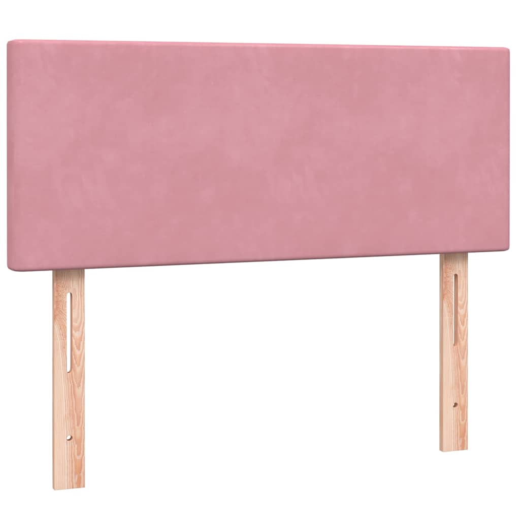 vidaXL Κρεβάτι Boxspring με Στρώμα & LED Ροζ 120x210 εκ. Βελούδινο