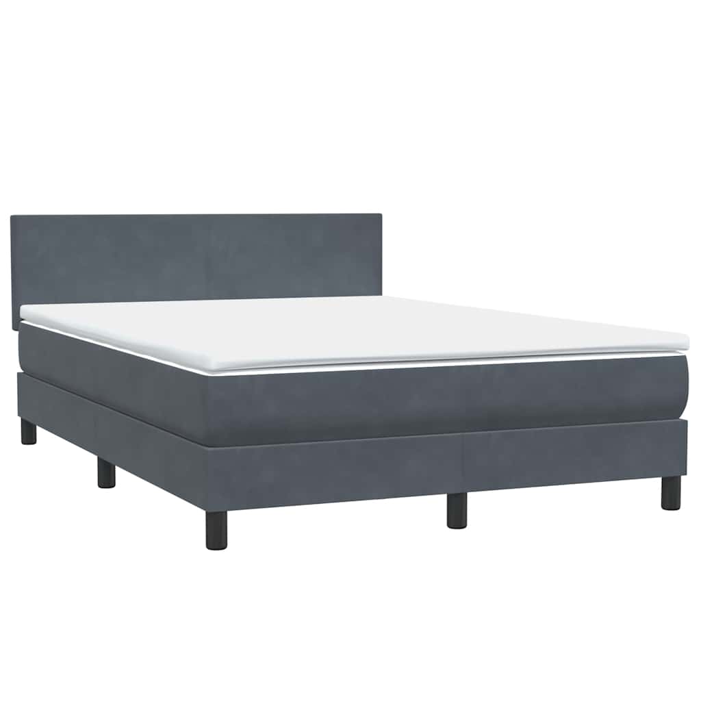 vidaXL Κρεβάτι Boxspring με Στρώμα & LED Σκούρο Γκρι 160x210 εκ. Βελούδινο