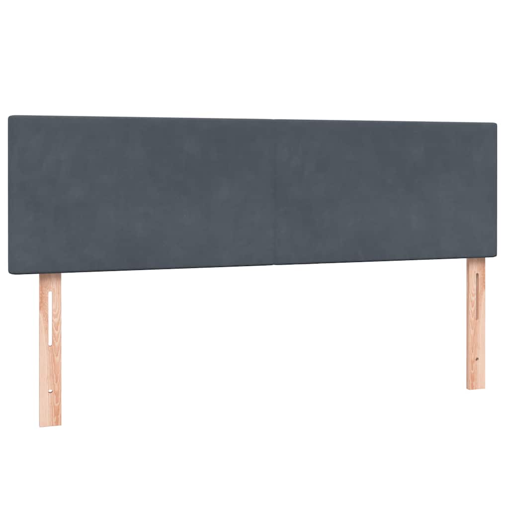 vidaXL Κρεβάτι Boxspring με Στρώμα & LED Σκούρο Γκρι 160x210 εκ. Βελούδινο