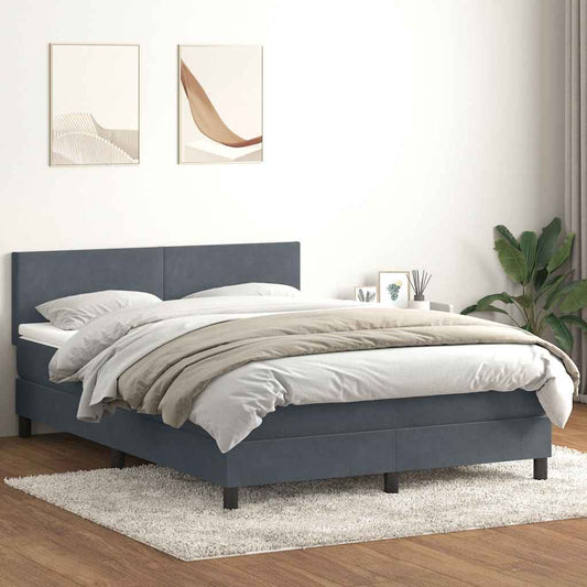 vidaXL Κρεβάτι Boxspring με Στρώμα & LED Σκούρο Γκρι 160x210 εκ. Βελούδινο