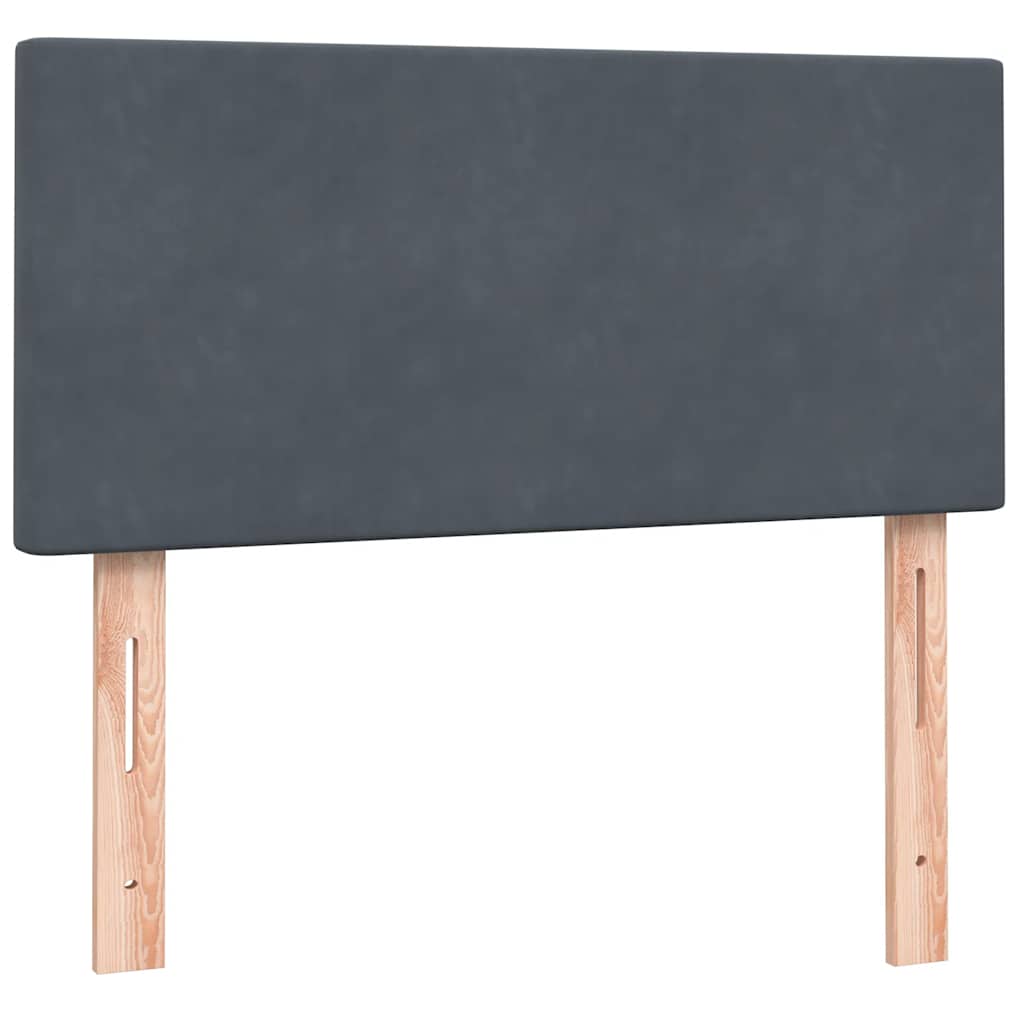 vidaXL Κρεβάτι Boxspring με Στρώμα & LED Σκούρο Γκρι 80x220 εκ. Βελούδινο