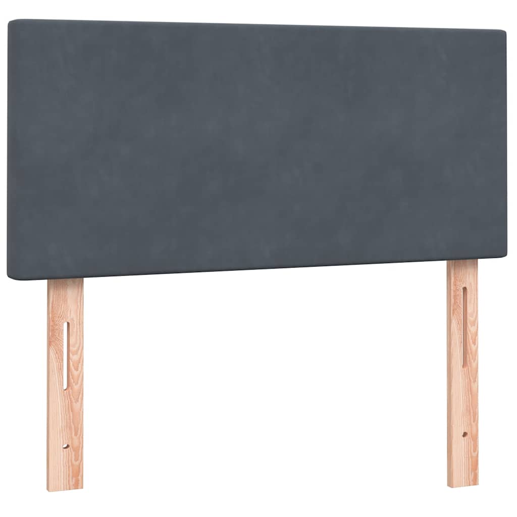 vidaXL Κρεβάτι Boxspring με Στρώμα & LED Σκούρο Γκρι 90x220 εκ. Βελούδινο