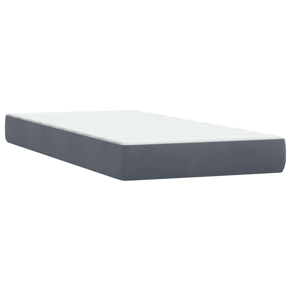 vidaXL Κρεβάτι Boxspring με Στρώμα & LED Σκούρο Γκρι 90x220 εκ. Βελούδινο