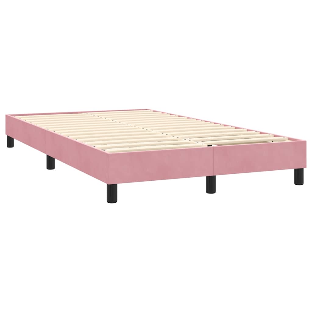 vidaXL Κρεβάτι Boxspring με Στρώμα & LED ροζ 120x220 cm Βελούδινο