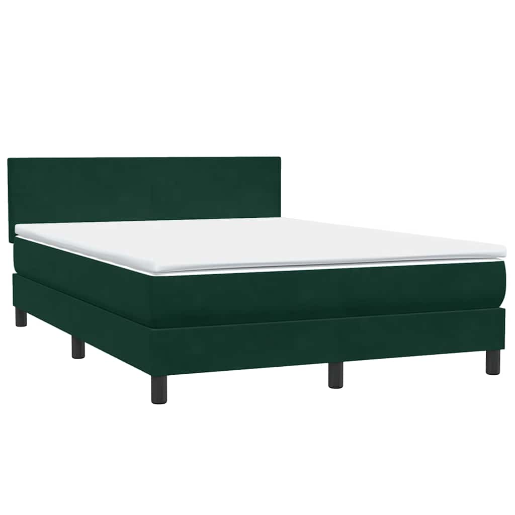 vidaXL Κρεβάτι Boxspring με Στρώμα & LED σκούρο πράσινο 160x220cm Βελούδινο