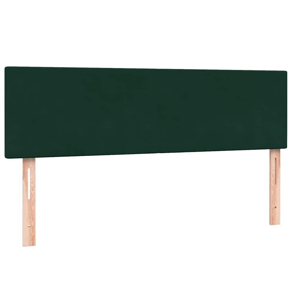 vidaXL Κρεβάτι Boxspring με Στρώμα & LED σκούρο πράσινο 160x220cm Βελούδινο