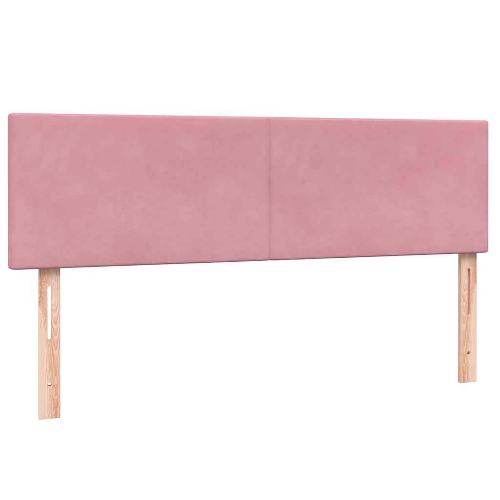 vidaXL Κρεβάτι Boxspring με Στρώμα & LED ροζ 160x220 cm Βελούδινο