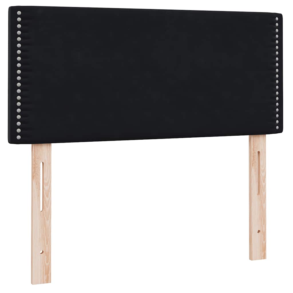 vidaXL Κρεβάτι Boxspring με Στρώμα & LED Μαύρο 90x210 εκ. Βελούδινο