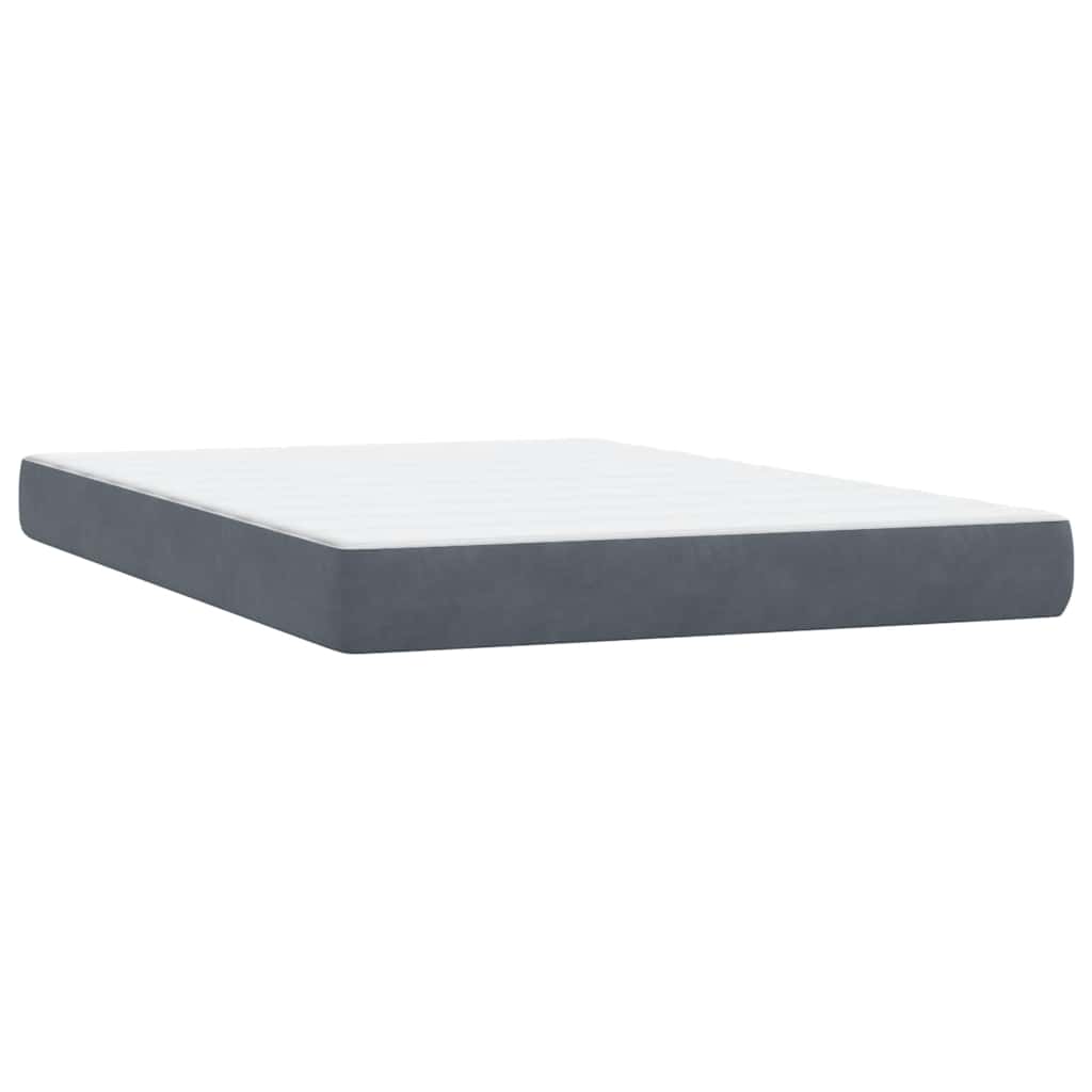 vidaXL Κρεβάτι Boxspring με Στρώμα & LED Σκούρο Γκρι 160x210 εκ. Βελούδινο