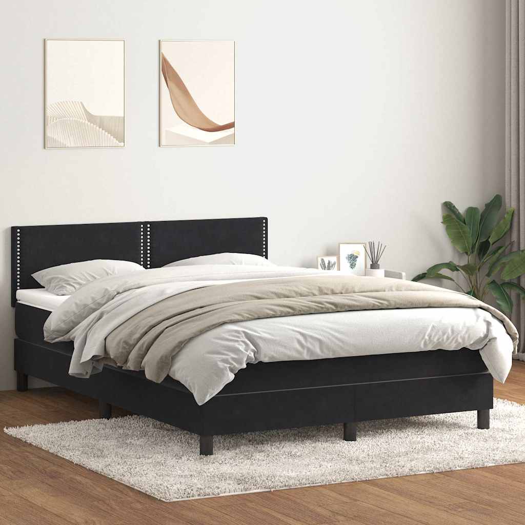 vidaXL Κρεβάτι Boxspring με Στρώμα & LED Μαύρο 160x210 εκ. Βελούδινο
