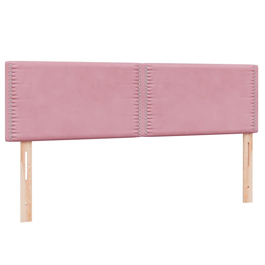 vidaXL Κρεβάτι Boxspring με Στρώμα & LED Ροζ 160x210 εκ. Βελούδινο