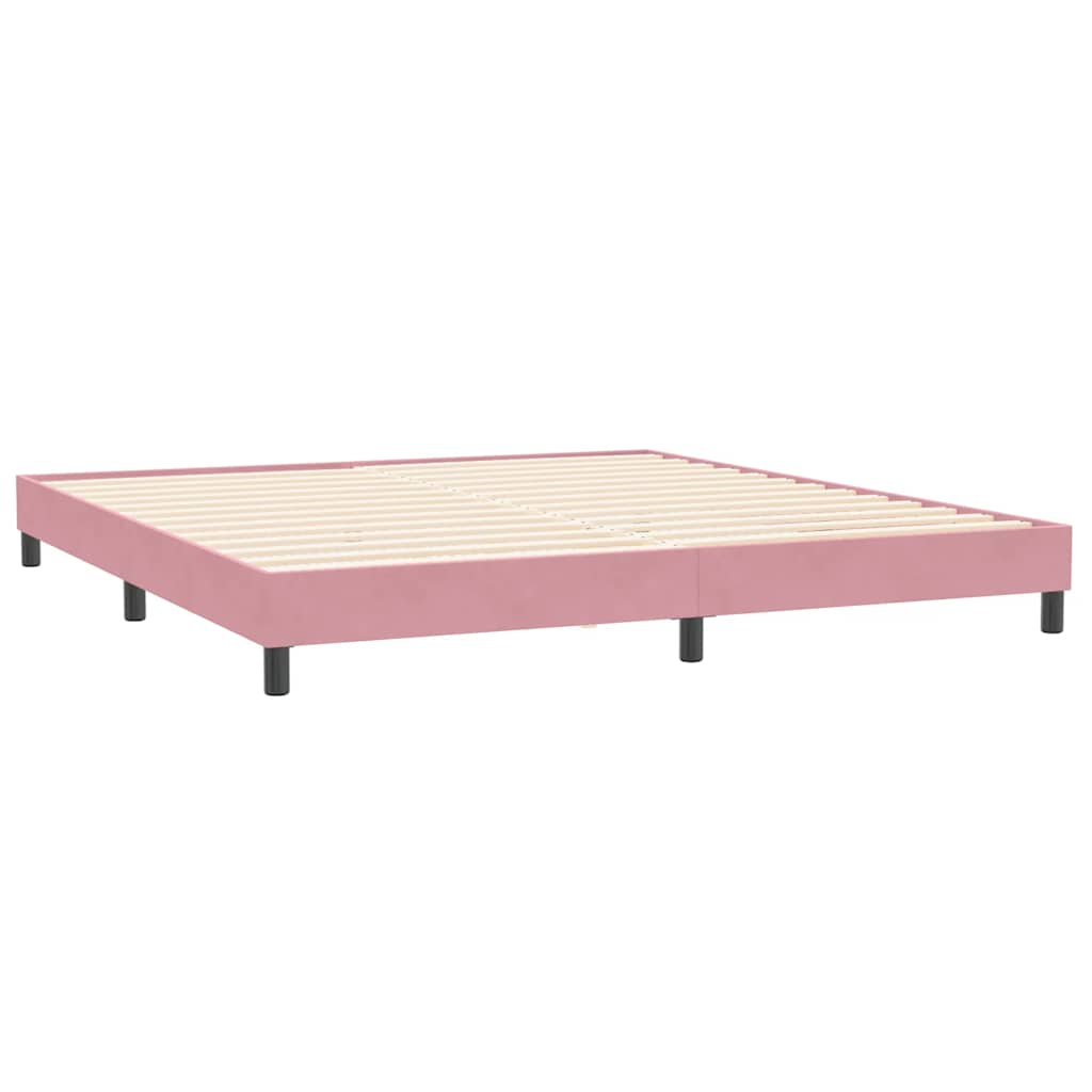 vidaXL Κρεβάτι Boxspring με Στρώμα & LED Ροζ 180x210 εκ. Βελούδινο