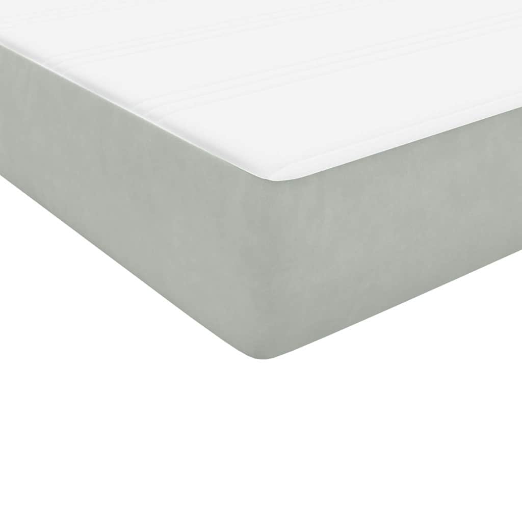 vidaXL Κρεβάτι Boxspring με Στρώμα & LED ανοιχτό γκρι 90x220 εκ. Βελούδινο