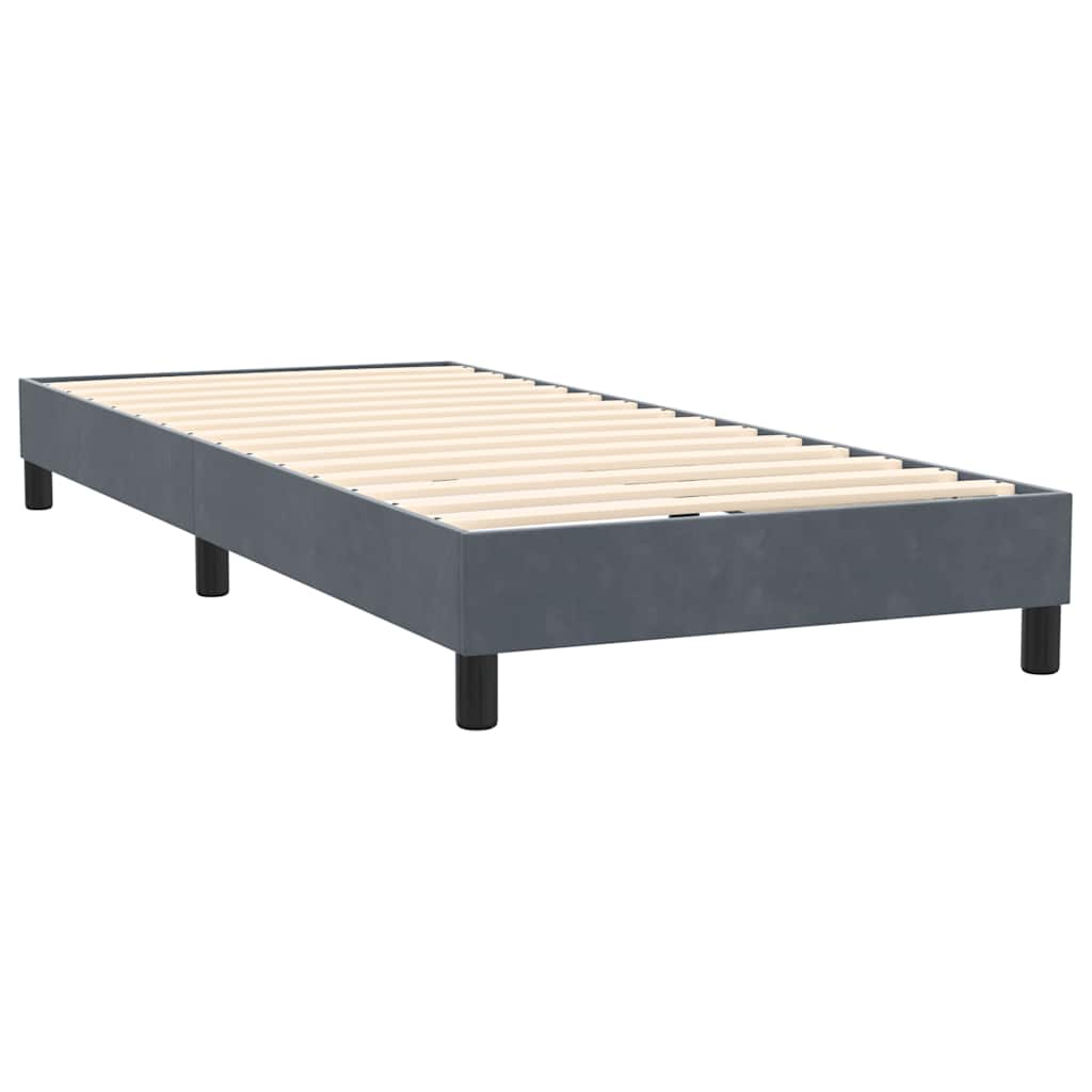 vidaXL Κρεβάτι Boxspring με Στρώμα & LED Σκούρο Γκρι 90x220 εκ. Βελούδινο