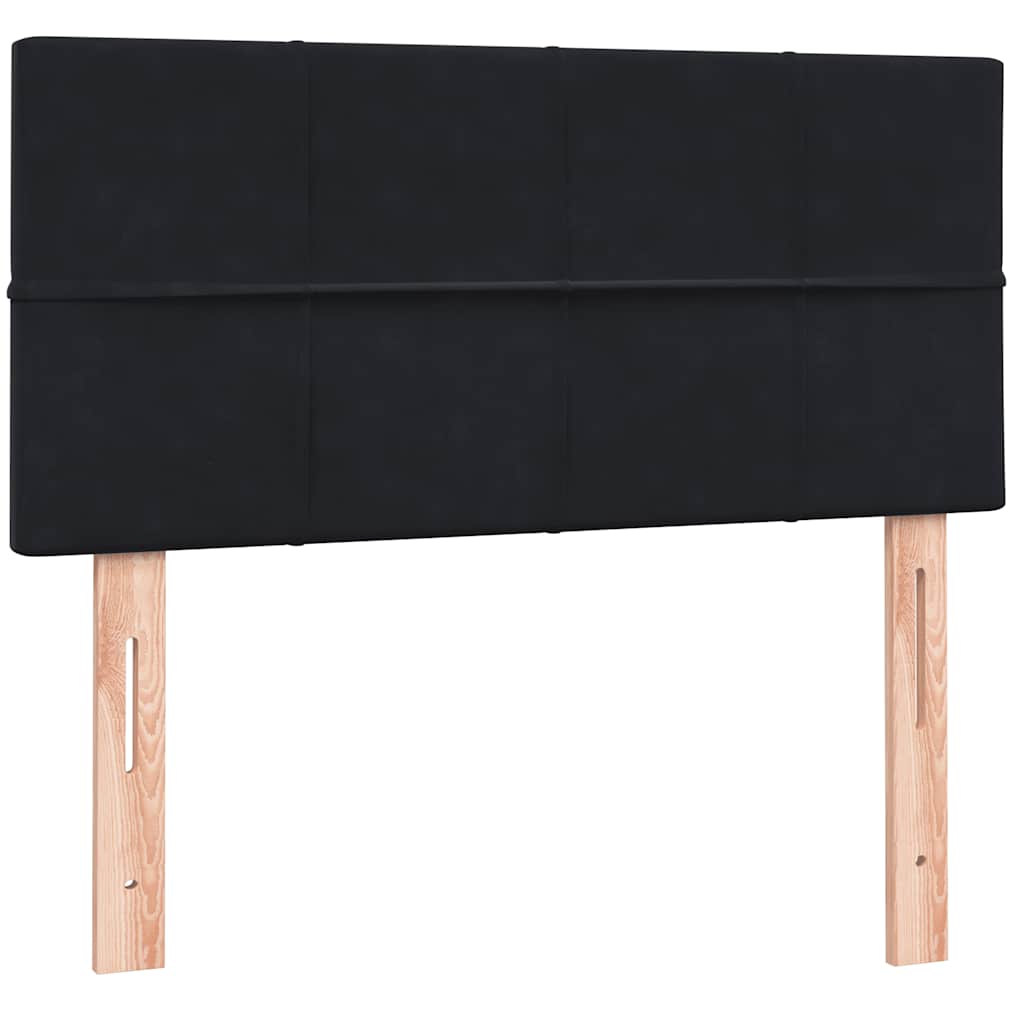 vidaXL Κρεβάτι Boxspring με Στρώμα & LED Μαύρο 90x210 εκ. Βελούδινο