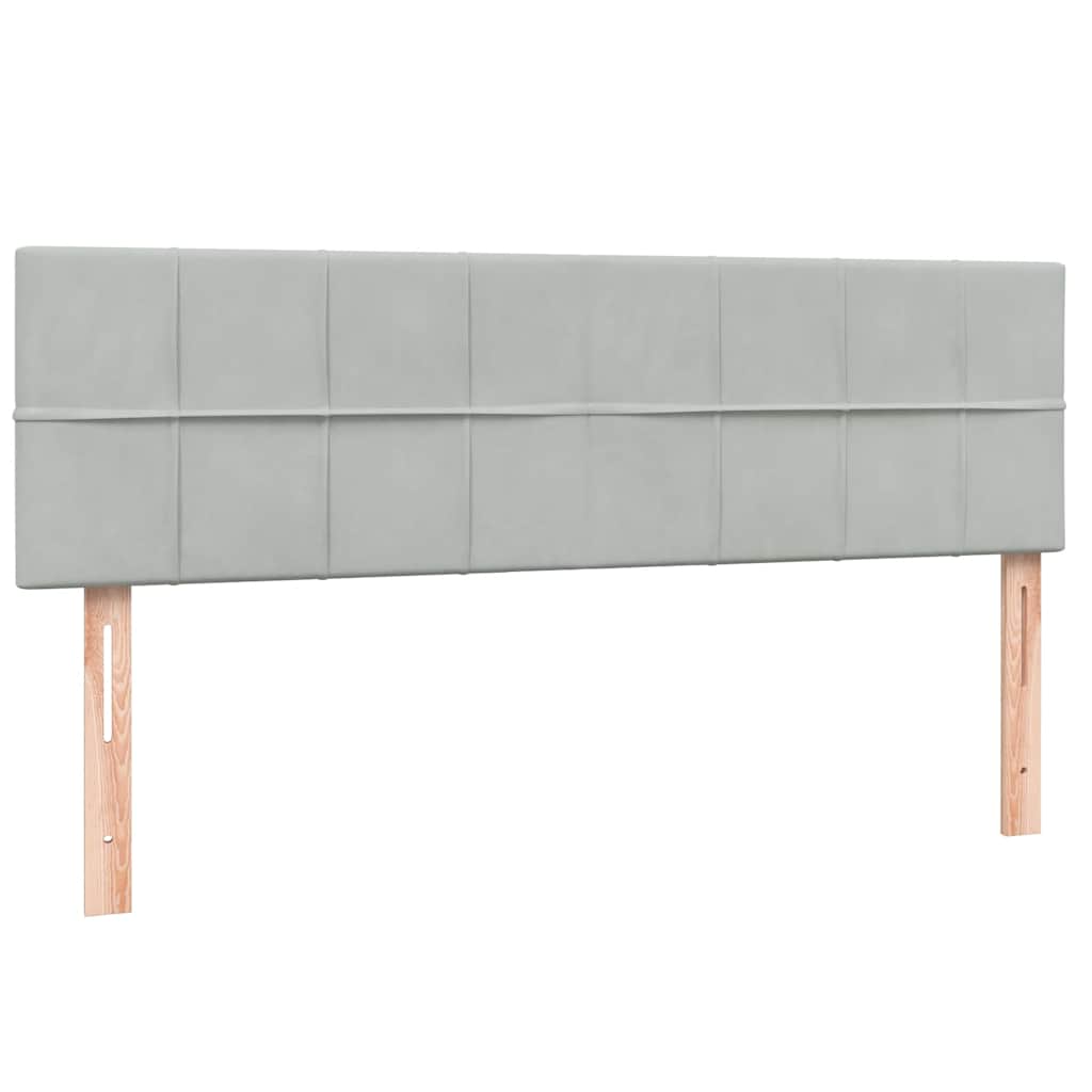 vidaXL Κρεβάτι Boxspring με Στρώμα & LED Ανοιχτό Γκρι 160x210 εκ. Βελούδινο