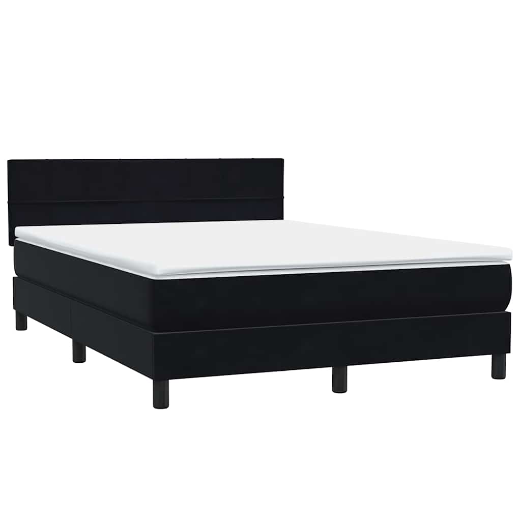 vidaXL Κρεβάτι Boxspring με Στρώμα & LED Μαύρο 160x210 εκ. Βελούδινο