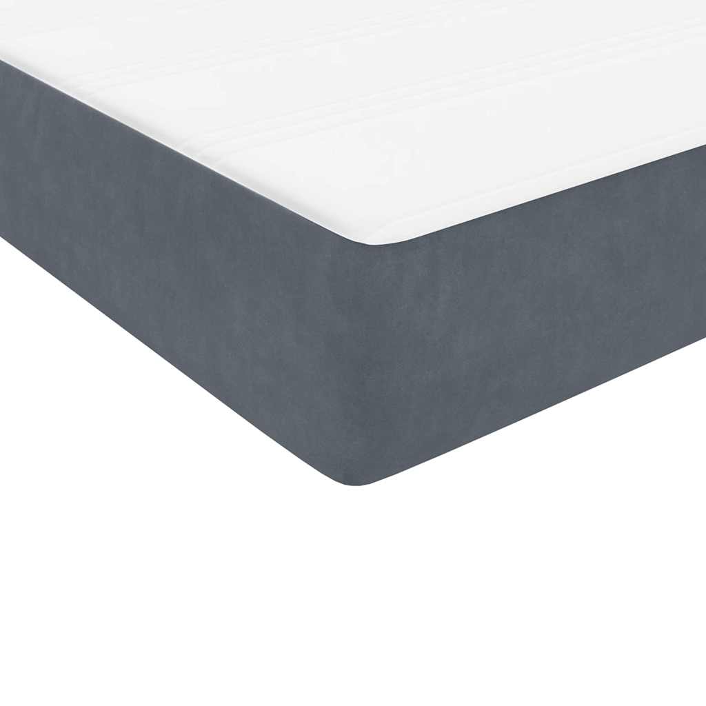 vidaXL Κρεβάτι Boxspring με Στρώμα & LED Σκούρο Γκρι 80x220 εκ. Βελούδινο