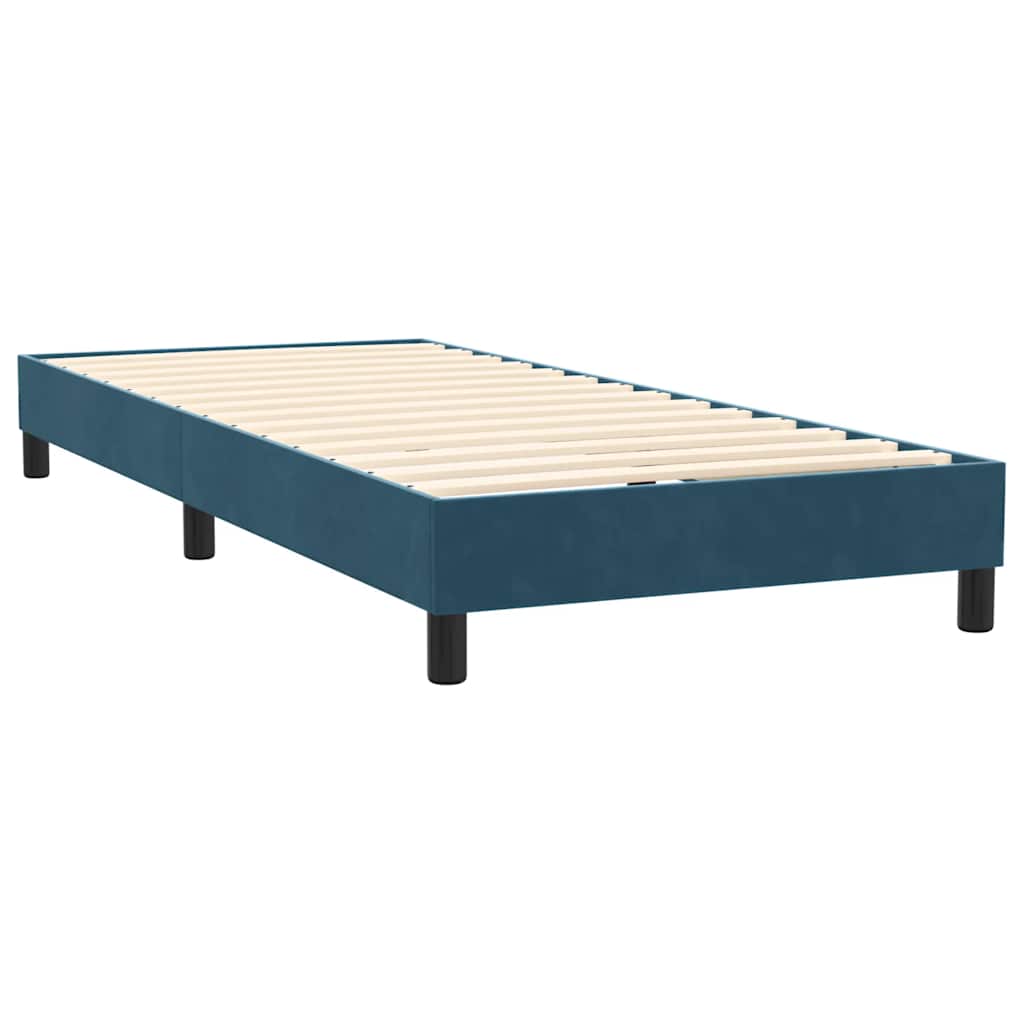 vidaXL Κρεβάτι Boxspring με Στρώμα & LED Σκούρο Μπλε 80x220 εκ. Βελούδινο