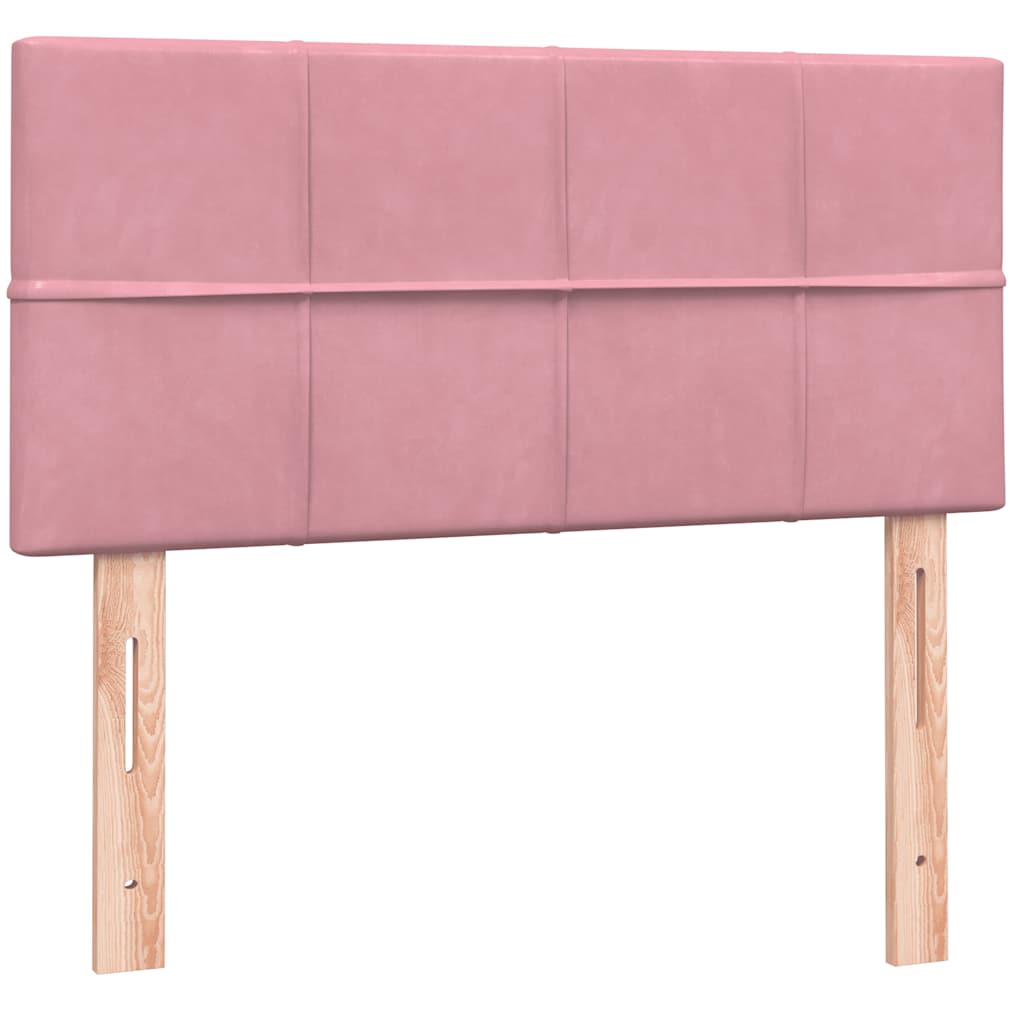 vidaXL Κρεβάτι Boxspring με Στρώμα & LED Ροζ 80x220 εκ. Βελούδινο