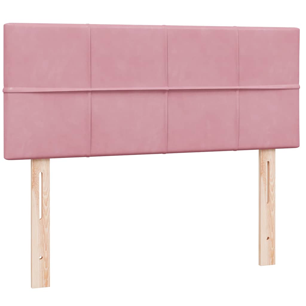 vidaXL Κρεβάτι Boxspring με Στρώμα & LED ροζ 120x220 cm Βελούδινο