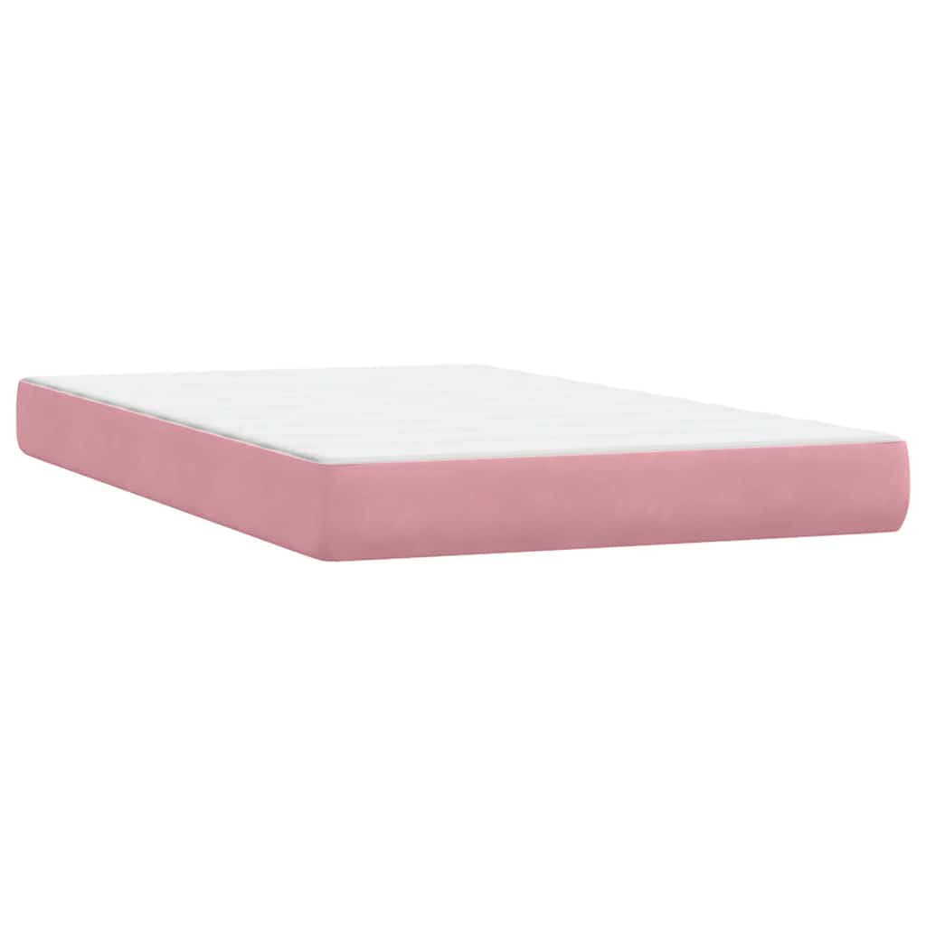 vidaXL Κρεβάτι Boxspring με Στρώμα & LED ροζ 120x220 cm Βελούδινο