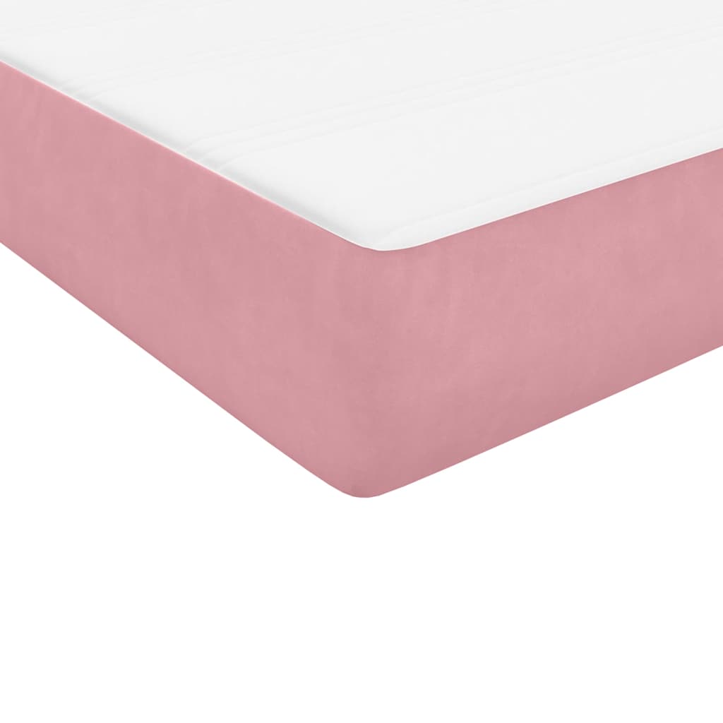 vidaXL Κρεβάτι Boxspring με Στρώμα & LED ροζ 120x220 cm Βελούδινο
