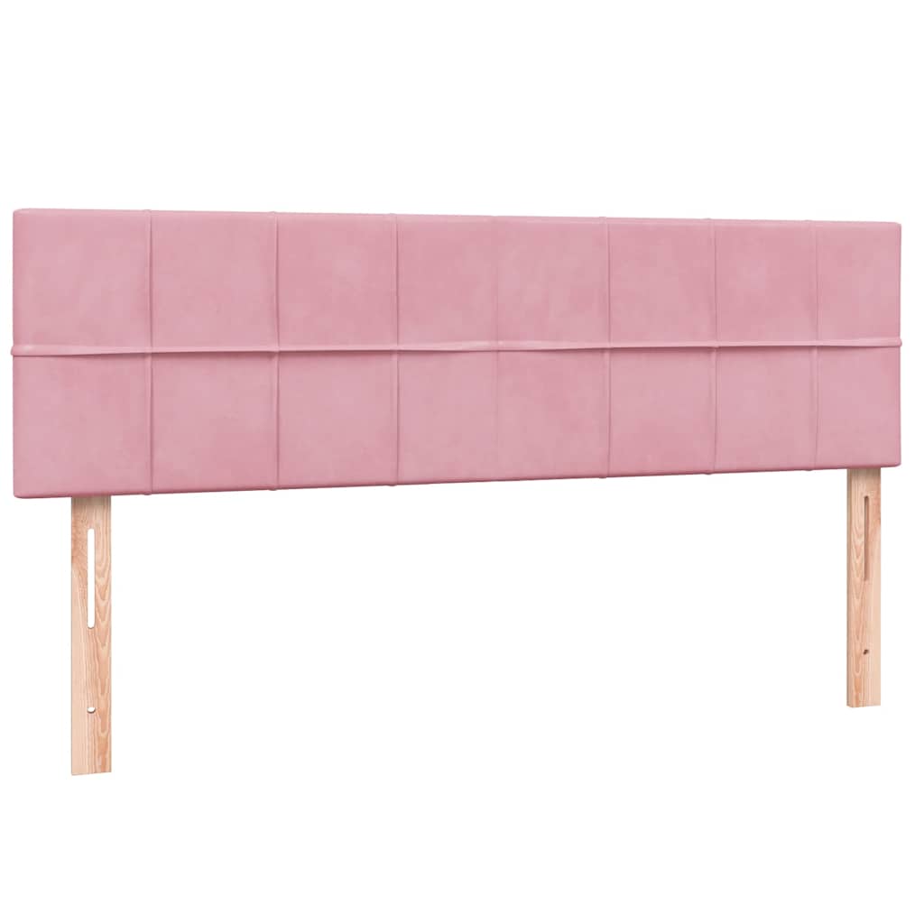 vidaXL Κρεβάτι Boxspring με Στρώμα & LED ροζ 140x220 cm Βελούδινο