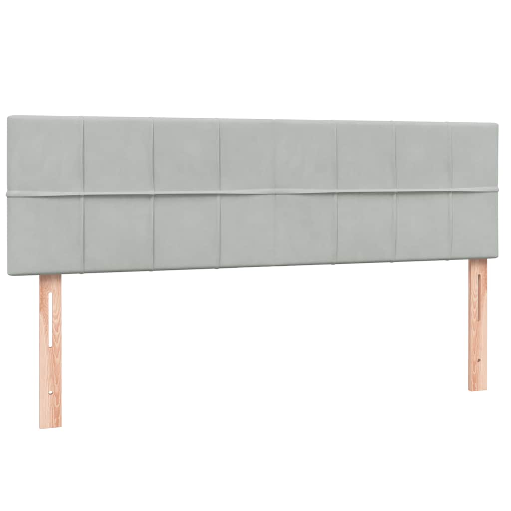 vidaXL Κρεβάτι Boxspring με Στρώμα & LED Ανοιχτό Γκρι 160x220 εκ. Βελούδινο