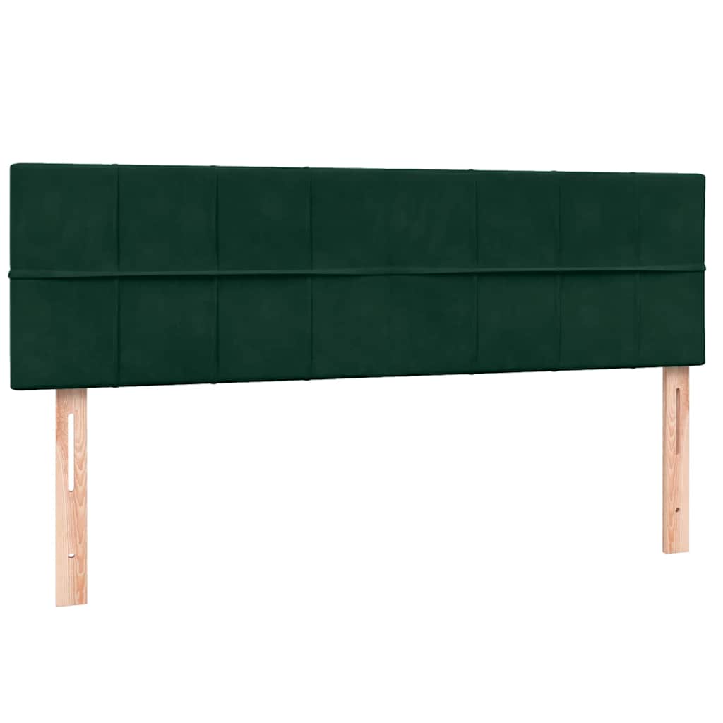 vidaXL Κρεβάτι Boxspring με Στρώμα & LED σκούρο πράσινο 160x220cm Βελούδινο