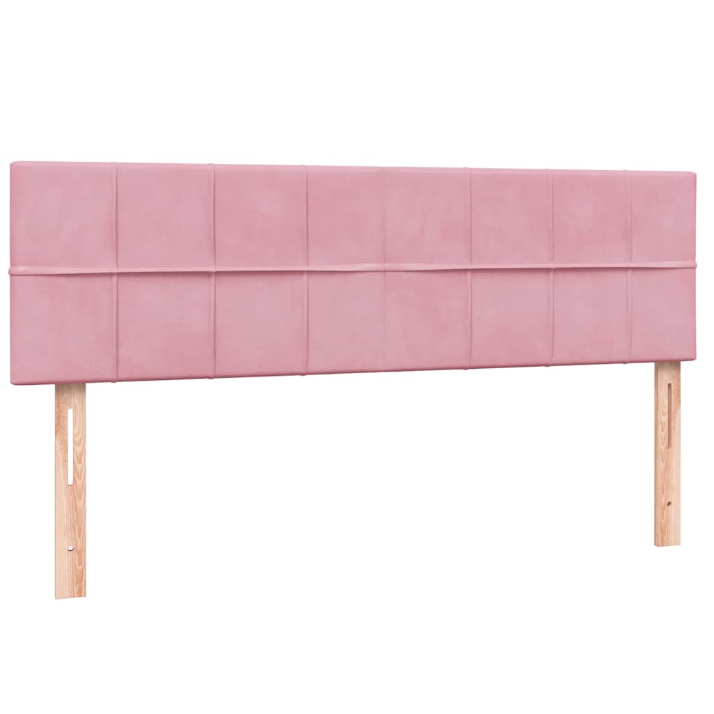 vidaXL Κρεβάτι Boxspring με Στρώμα & LED ροζ 160x220 cm Βελούδινο