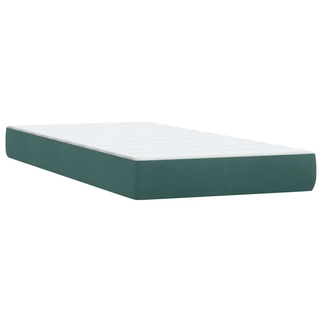 vidaXL Κρεβάτι Boxspring με Στρώμα & LED σκούρο πράσινο 180x220cm Βελούδινο