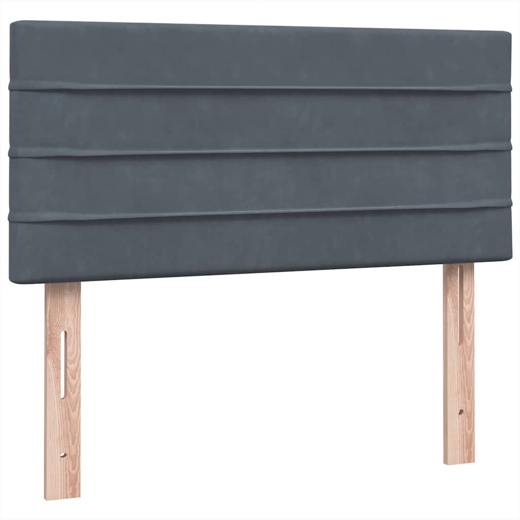 vidaXL Κρεβάτι Boxspring με Στρώμα & LED Σκούρο γκρι 80x210 εκ. Βελούδινο