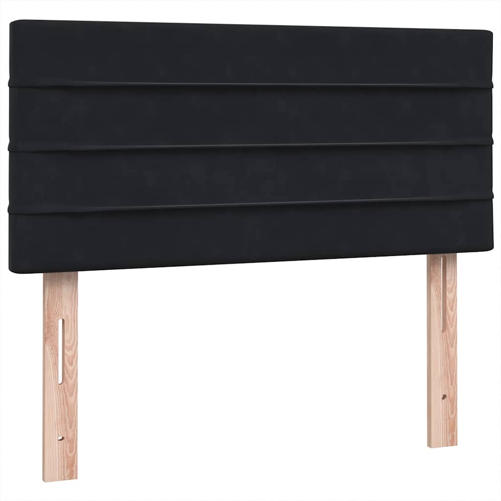 vidaXL Κρεβάτι Boxspring με Στρώμα & LED Μαύρο 90x210 εκ. Βελούδινο