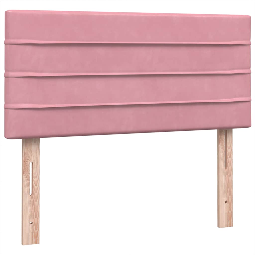 vidaXL Κρεβάτι Boxspring με Στρώμα & LED ροζ 90x210 εκ. Βελούδινο