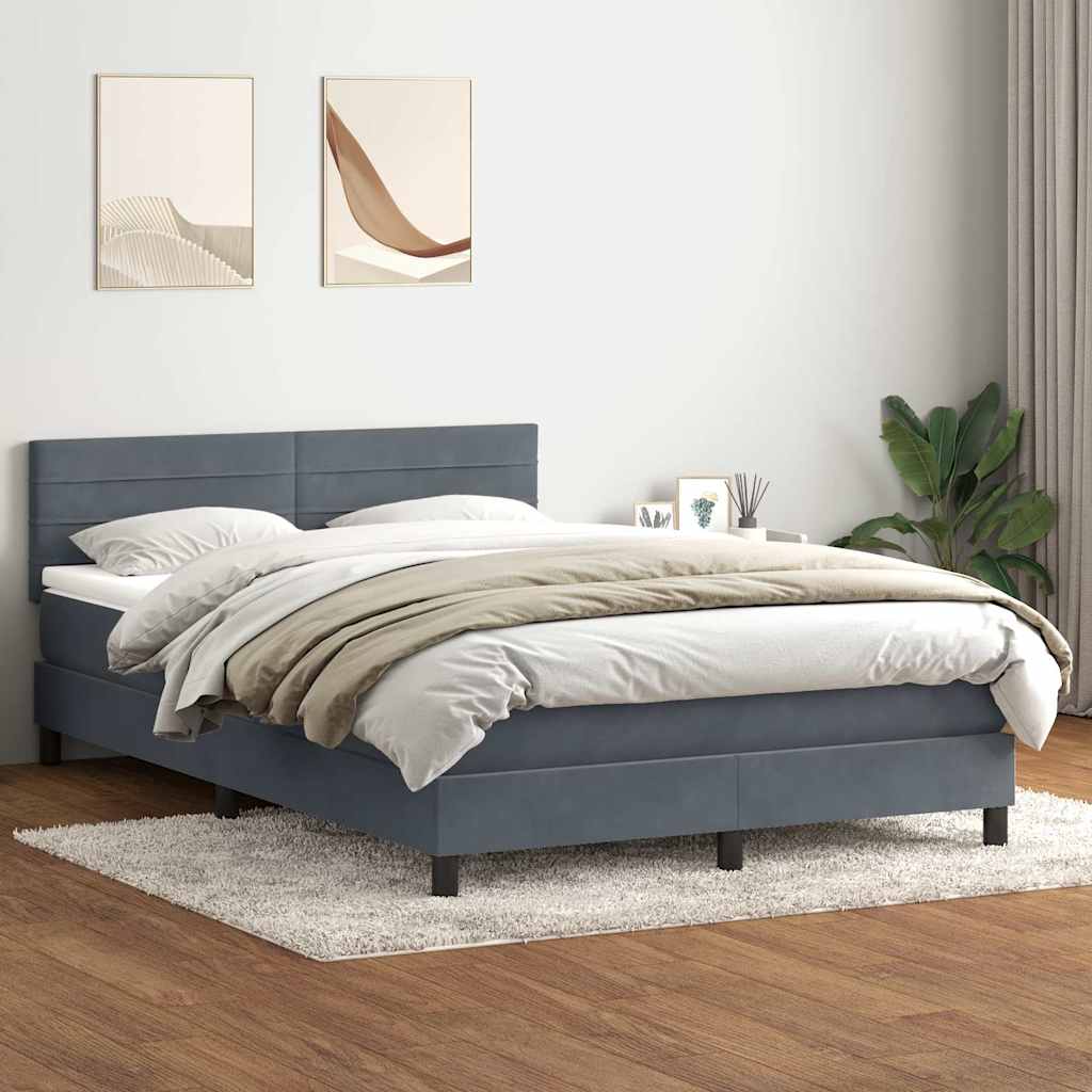 vidaXL Κρεβάτι Boxspring με Στρώμα & LED Σκούρο Γκρι 160x210 εκ. Βελούδινο