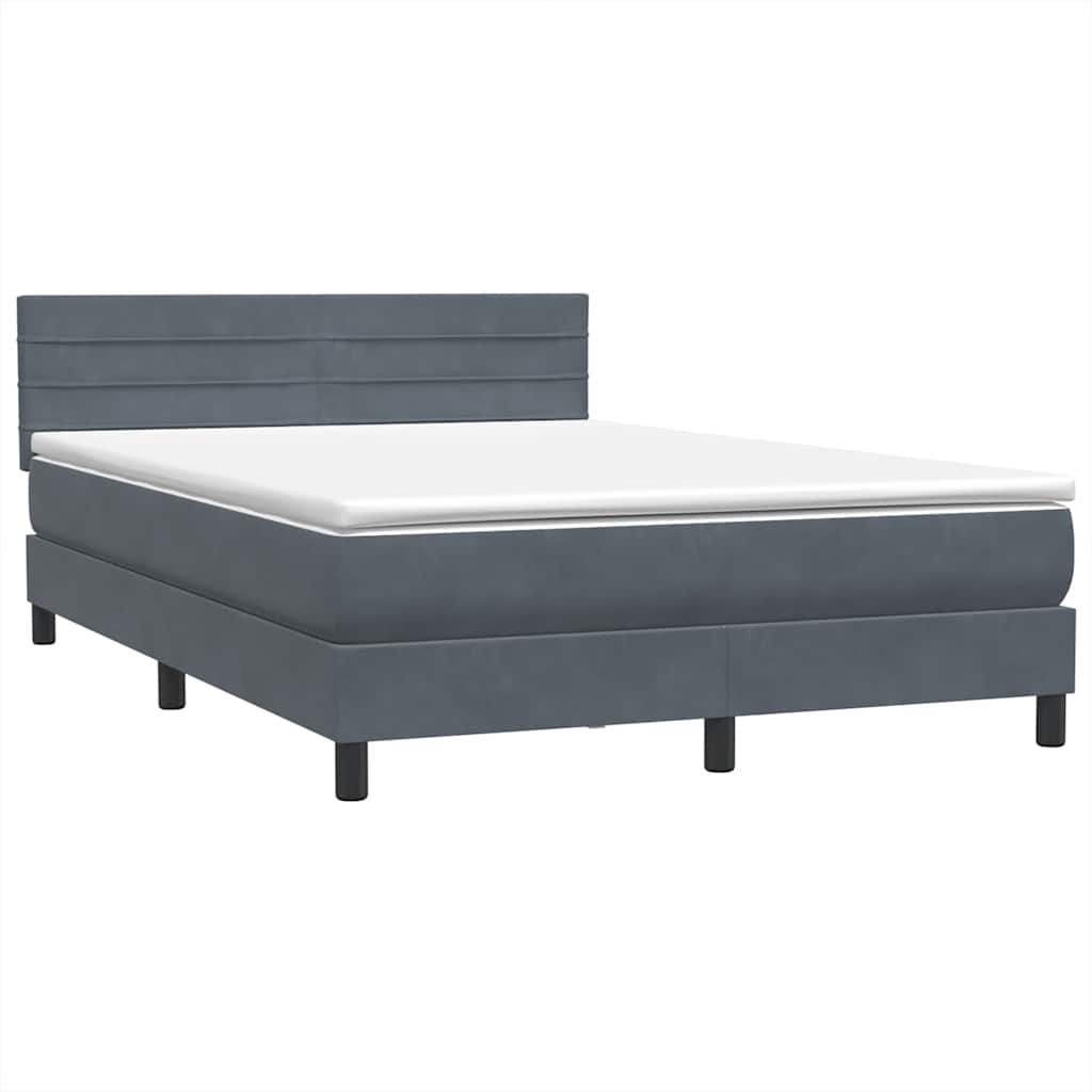 vidaXL Κρεβάτι Boxspring με Στρώμα & LED Σκούρο Γκρι 160x210 εκ. Βελούδινο