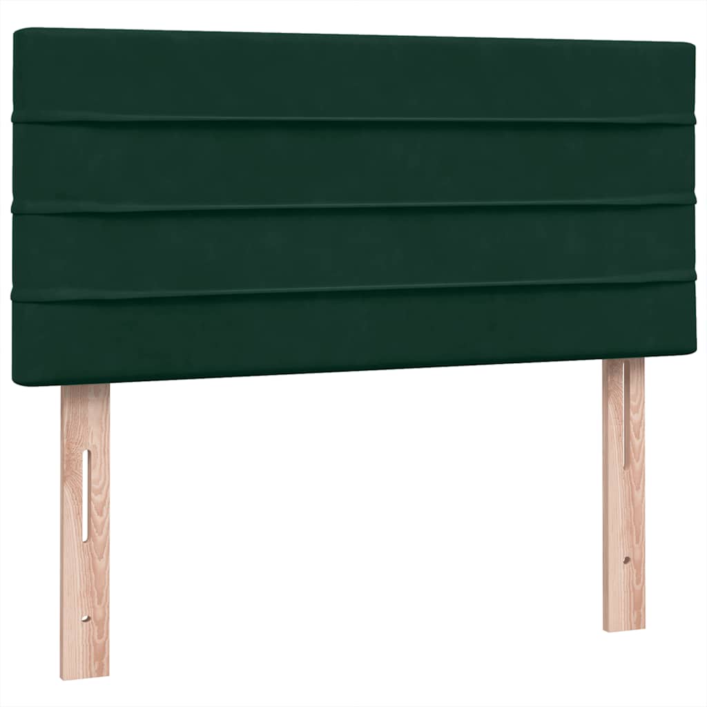 vidaXL Κρεβάτι Boxspring με Στρώμα & LED σκούρο πράσινο 80x220εκ. Βελούδινο