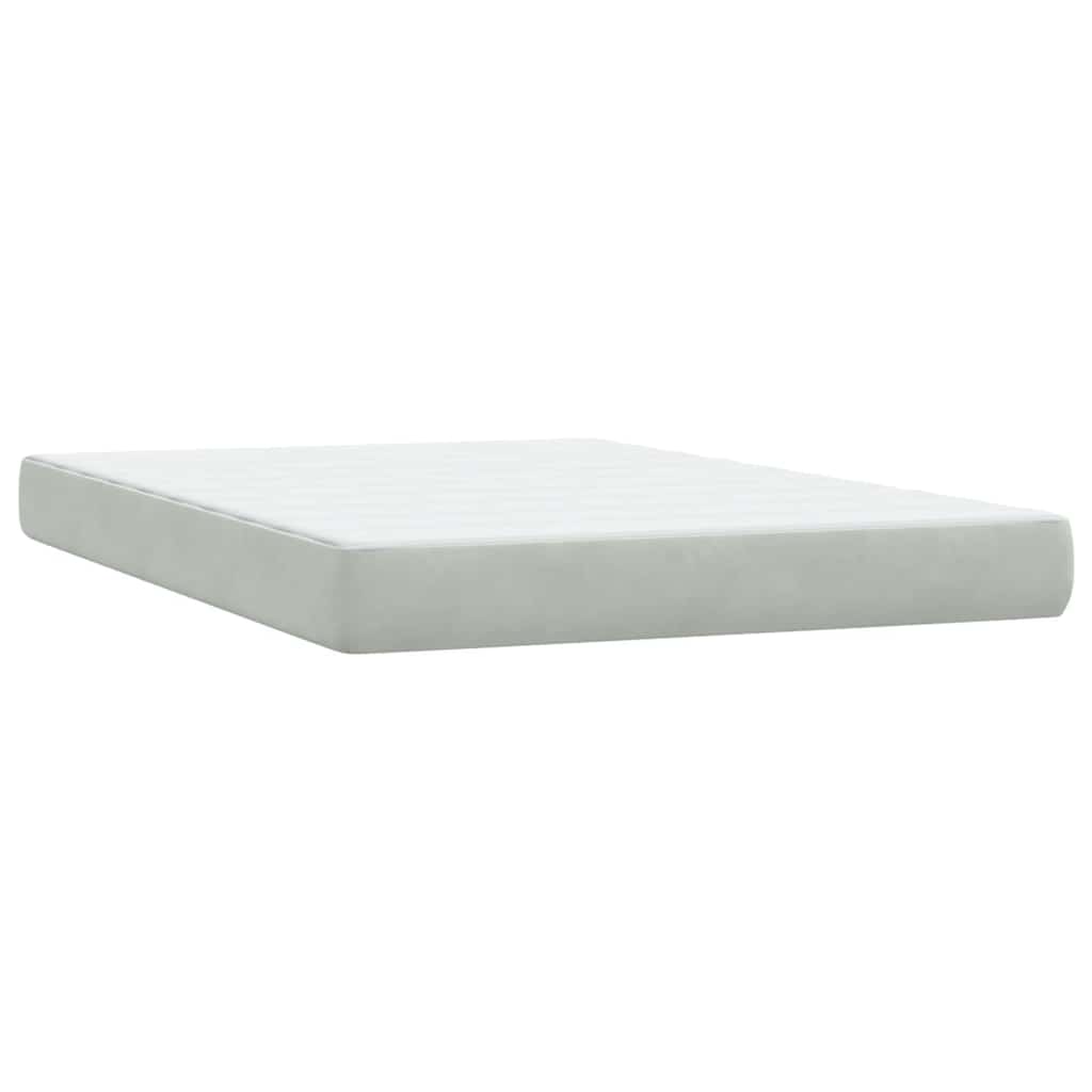 vidaXL Κρεβάτι Boxspring με Στρώμα & LED Ανοιχτό Γκρι 160x220 εκ. Βελούδινο