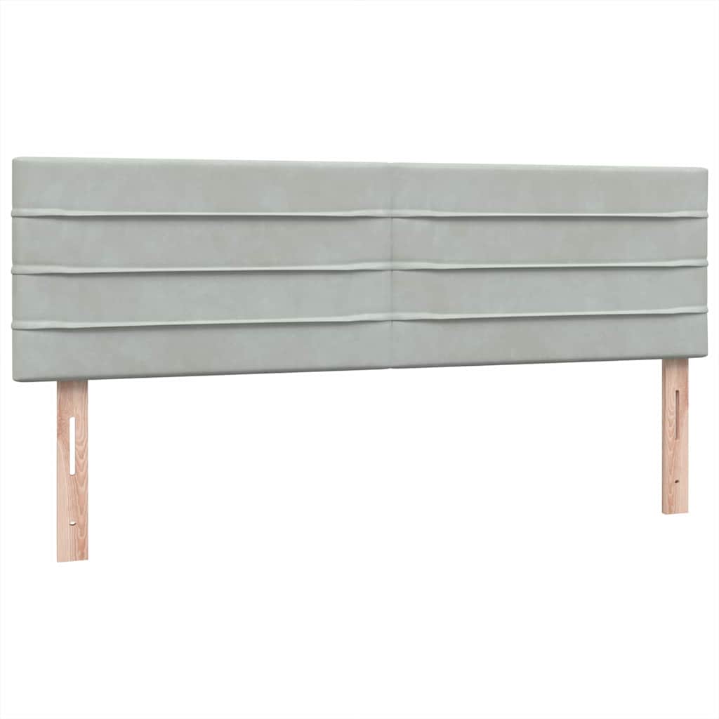 vidaXL Κρεβάτι Boxspring με Στρώμα & LED Ανοιχτό Γκρι 160x220 εκ. Βελούδινο