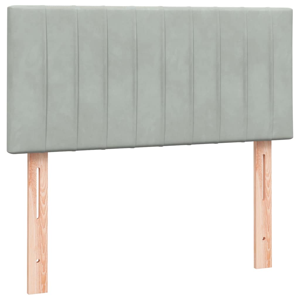 vidaXL Κρεβάτι Boxspring με Στρώμα & LED Ανοιχτό Γκρι 80x210 εκ. Βελούδινο
