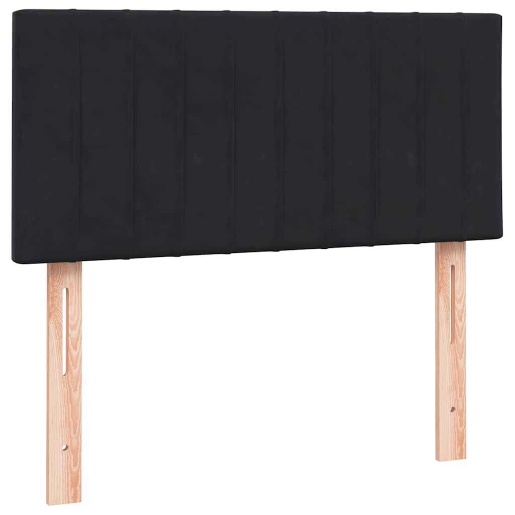 vidaXL Κρεβάτι Boxspring με Στρώμα & LED Μαύρο 90x210 εκ. Βελούδινο