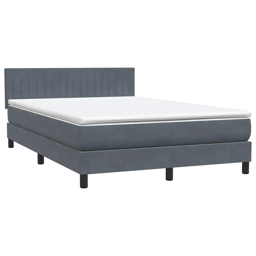 vidaXL Κρεβάτι Boxspring με Στρώμα & LED Σκούρο Γκρι 160x210 εκ. Βελούδινο