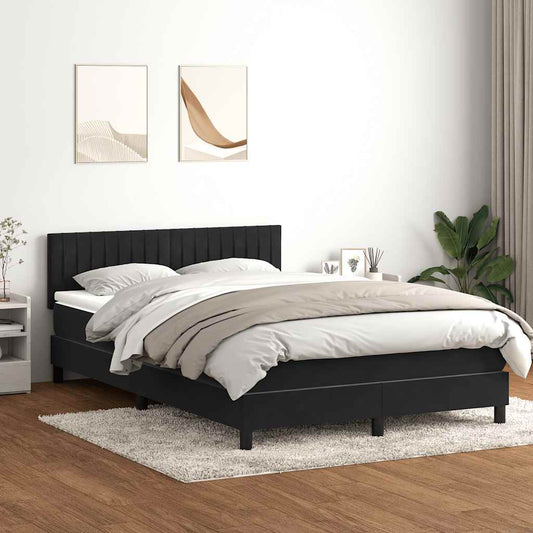 vidaXL Κρεβάτι Boxspring με Στρώμα & LED Μαύρο 160x210 εκ. Βελούδινο