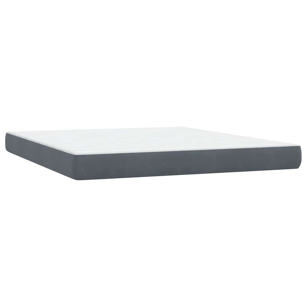 vidaXL Κρεβάτι Boxspring με Στρώμα & LED Σκούρο Γκρι 180x210 εκ. Βελούδινο
