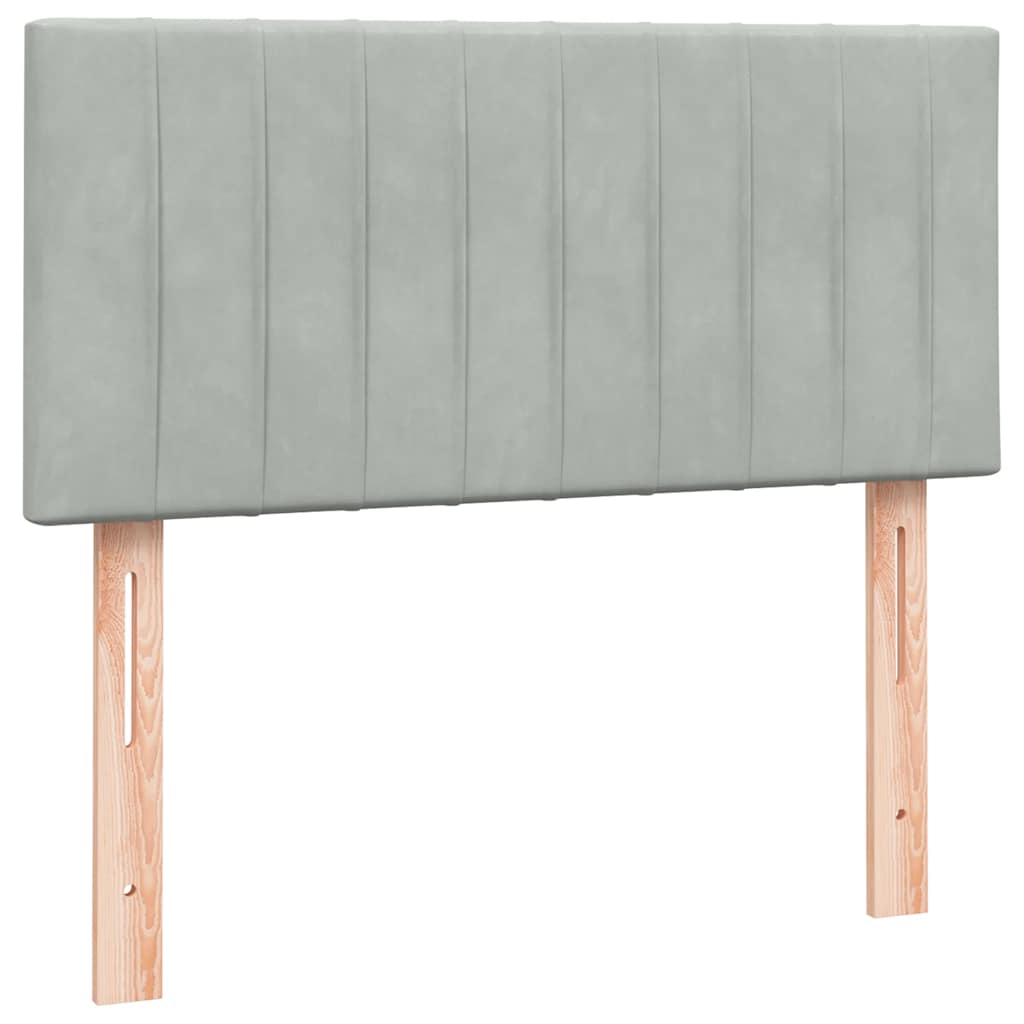 vidaXL Κρεβάτι Boxspring με Στρώμα & LED ανοιχτό γκρι 80x220 cm Βελούδινο