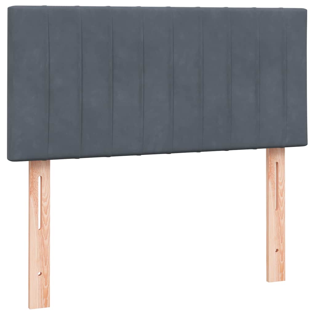 vidaXL Κρεβάτι Boxspring με Στρώμα & LED Σκούρο Γκρι 80x220 εκ. Βελούδινο