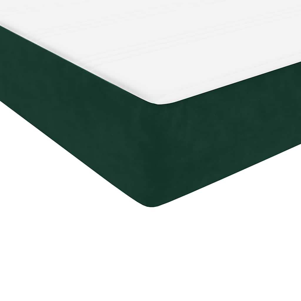 vidaXL Κρεβάτι Boxspring με Στρώμα & LED σκούρο πράσινο 80x220εκ. Βελούδινο