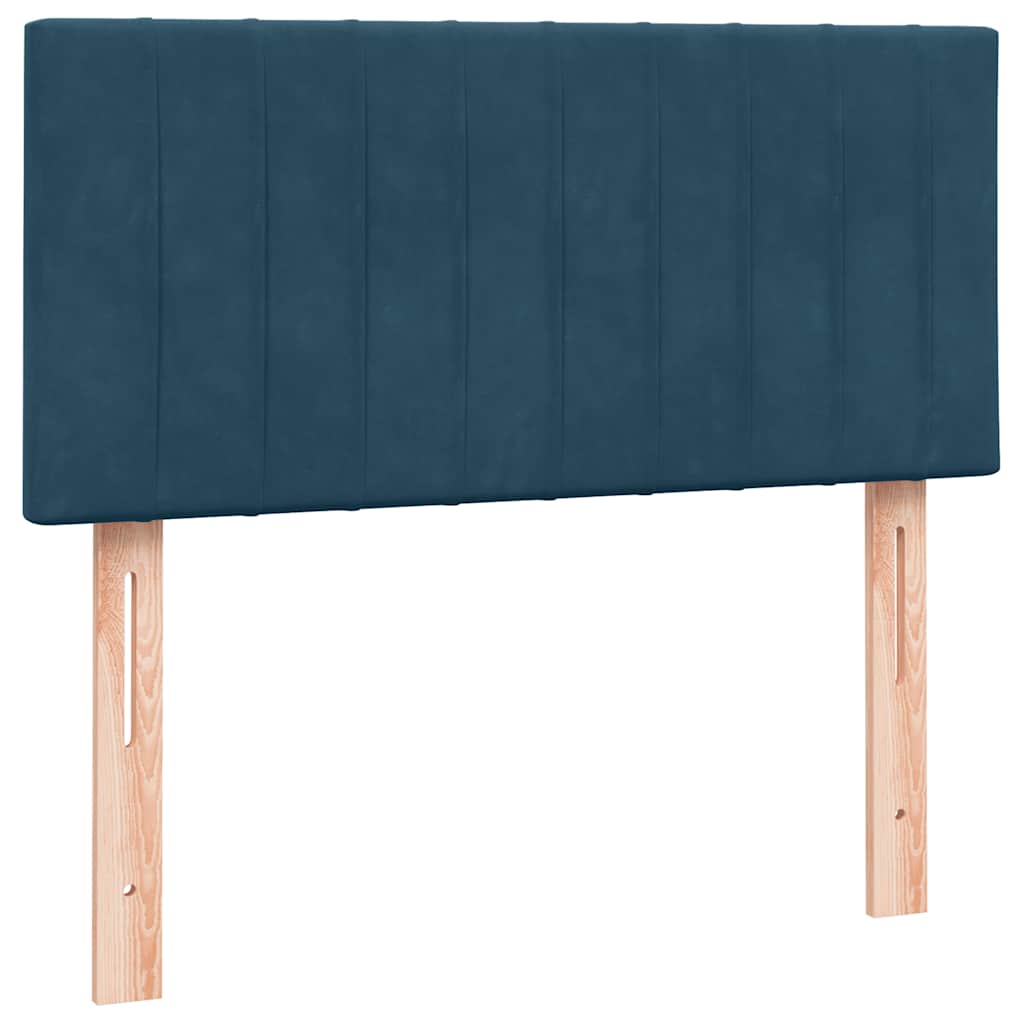vidaXL Κρεβάτι Boxspring με Στρώμα & LED Σκούρο Μπλε 80x220 εκ. Βελούδινο